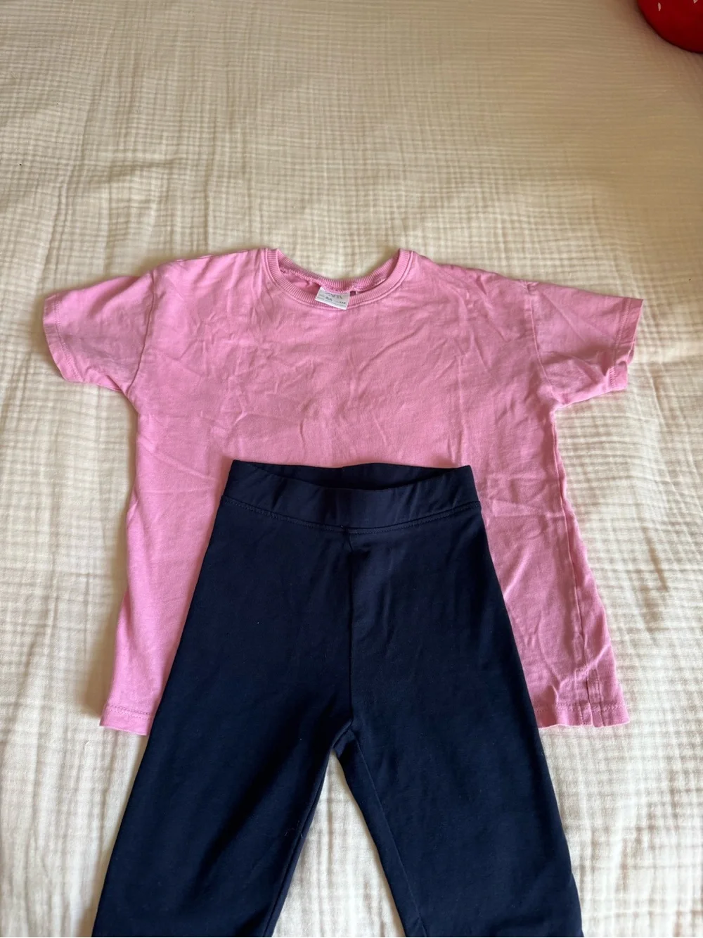 Zara Pink t-shirt and navy biking shorts
